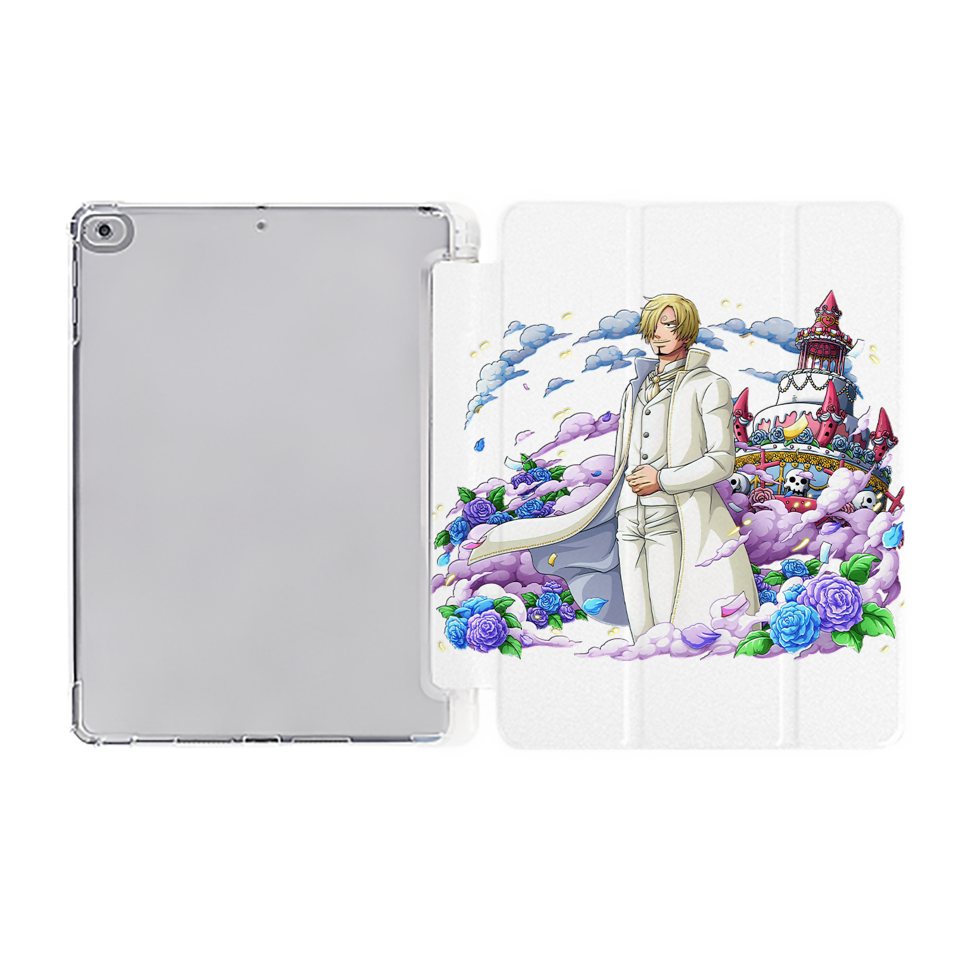（画像用） ワンピース サンジ ONE PIECE Sanji IPad ケース ペン収納付き 三つ折りスタンド PUレザー×シリコン 対応機種9.5/10.5/10.9インチ